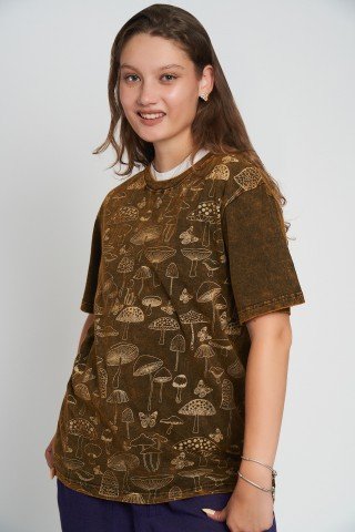 Tricou bumbac cu print Mushrooms