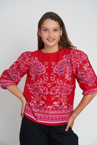 Bluza rosie vascoza cu imprimeu