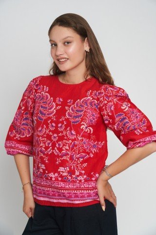 Bluza rosie vascoza cu imprimeu