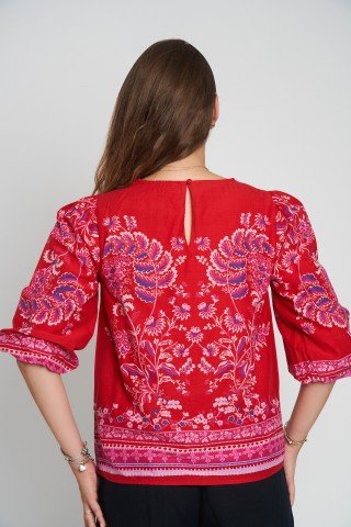 Bluza rosie vascoza cu imprimeu