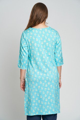 Tunica bleu cu imprimeu alb