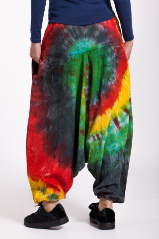 Salvari grosi negri Tie-dye unisex