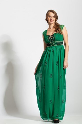 Rochie verde Tintorento brodata