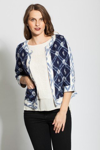 Sacou bleumarin casual imprimat