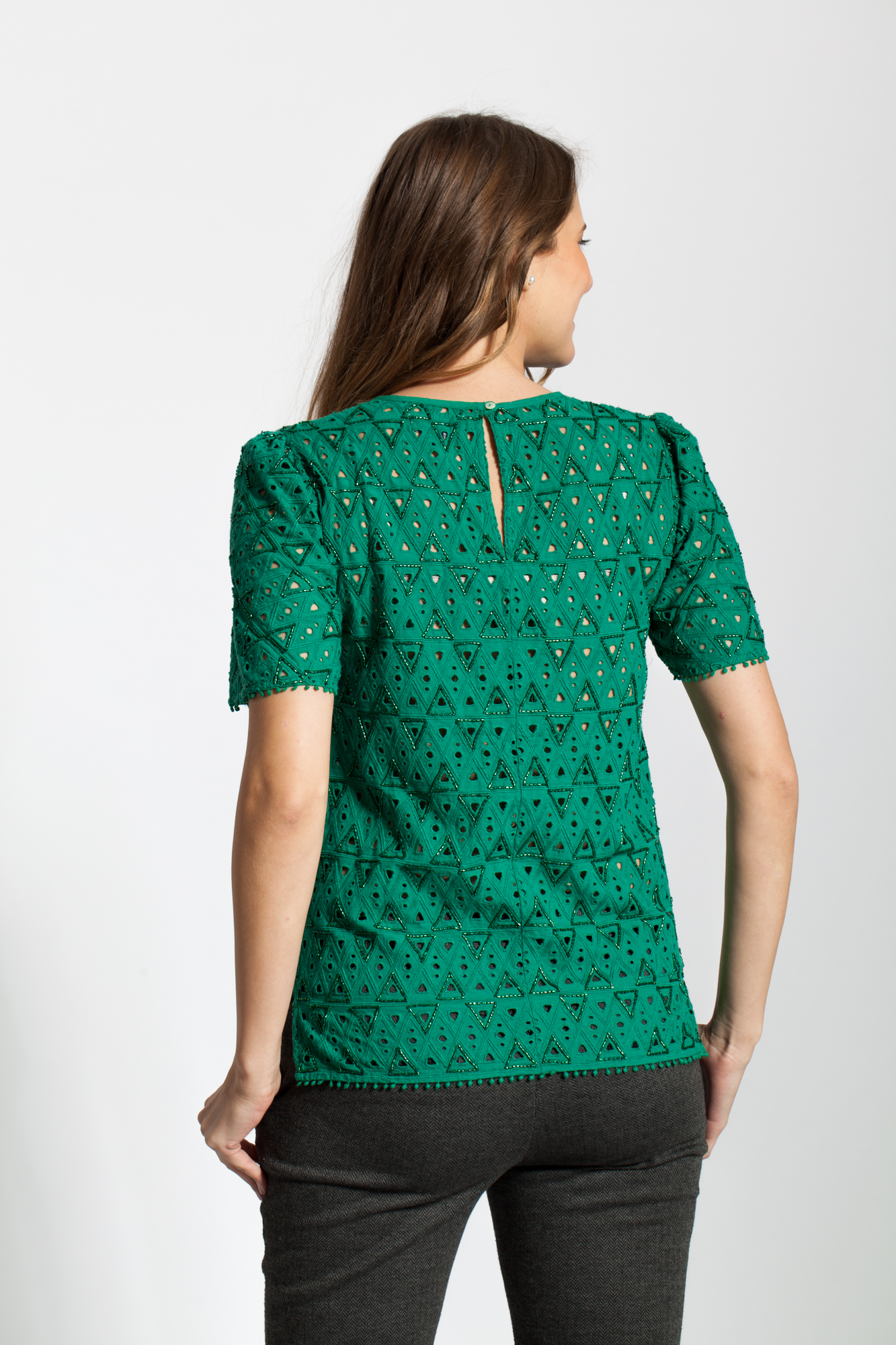 Bluza verde eleganta Rania brodata cu margele
