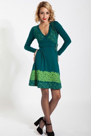 Rochie verde bumbac Infinity imprimata