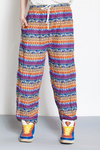 Pantaloni multicolor cu siret