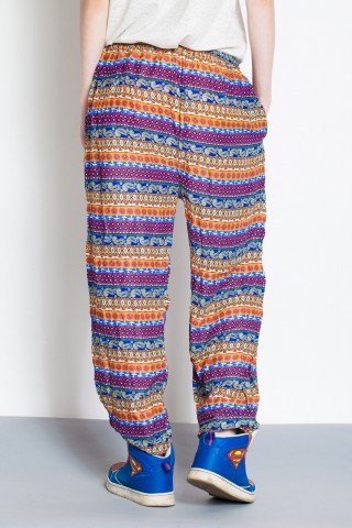 Pantaloni multicolor cu siret