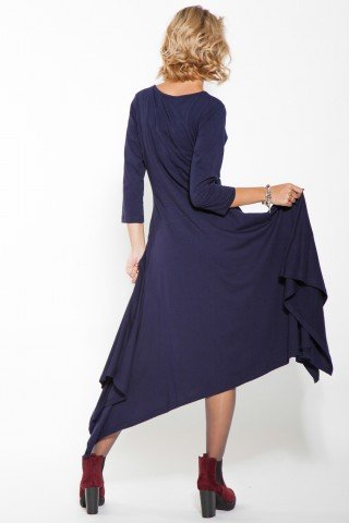 Rochie bleumarin casual Luxy brodata