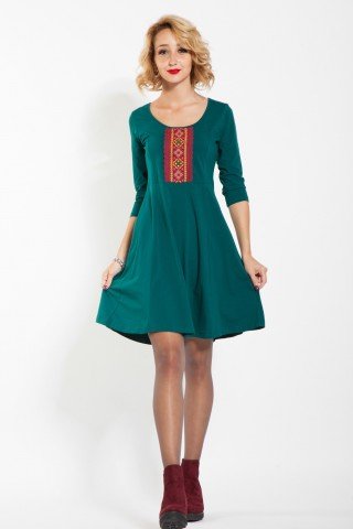 Rochie verde casual Granci cu aplicatie