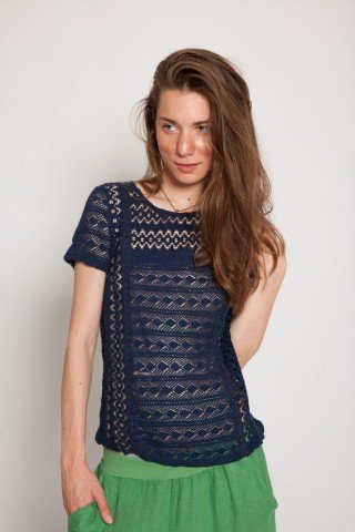 Bluza bleumarin casual Jillo maneca scurta