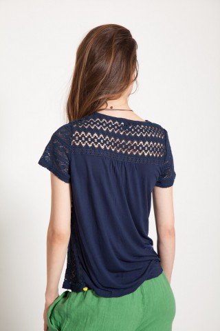 Bluza bleumarin casual Jillo maneca scurta