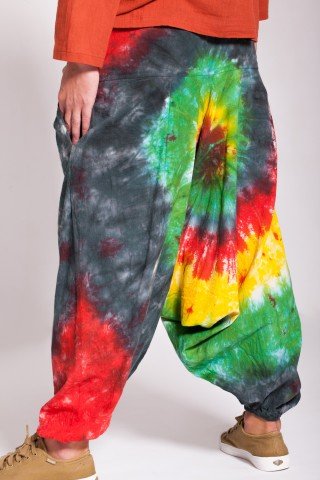 Salvari grosi negri Tie-dye unisex
