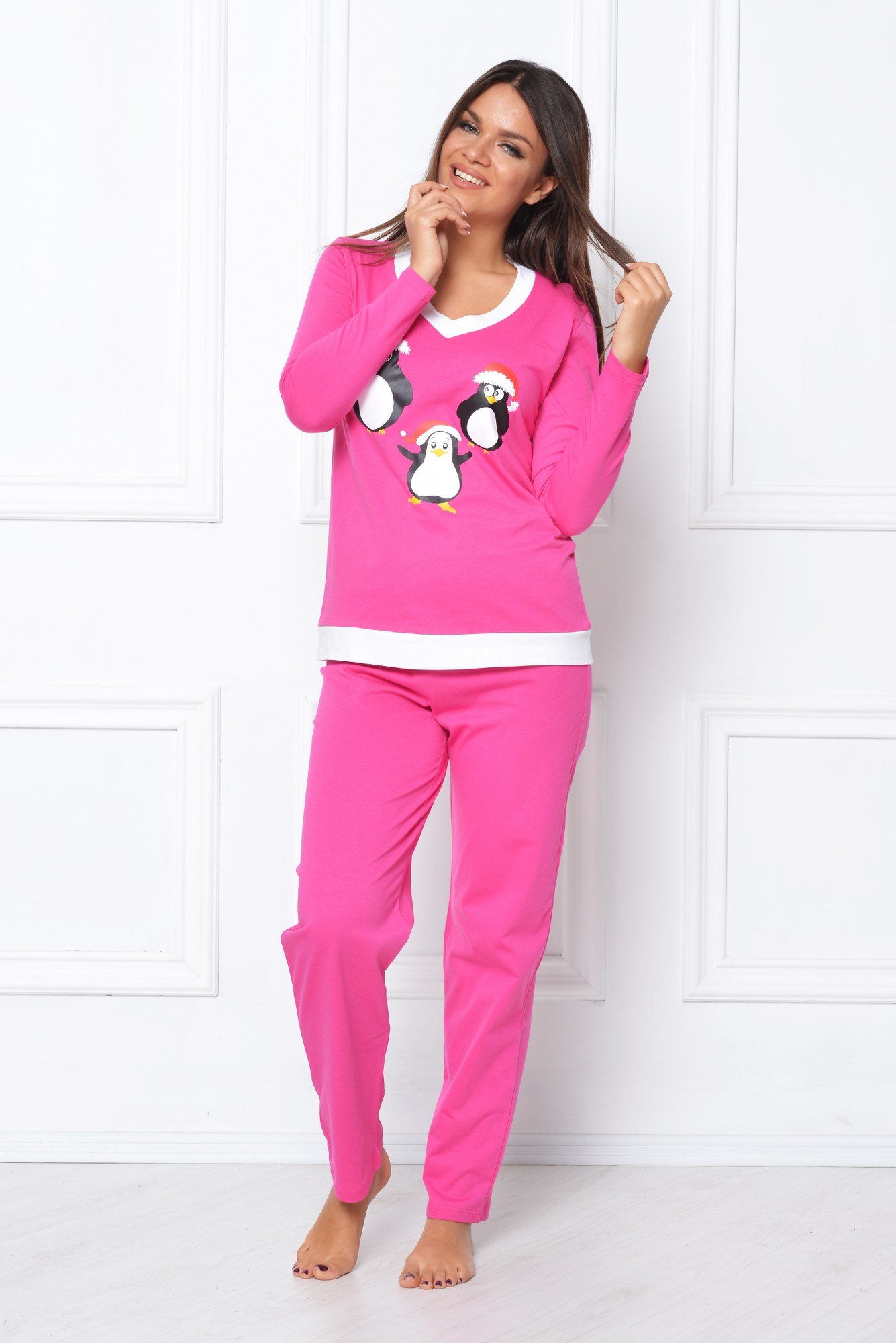 Pijama roz cu pinguini