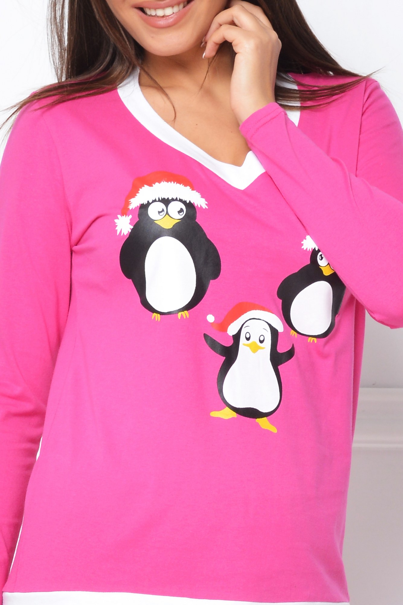 Pijama roz cu pinguini