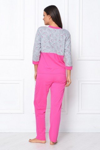 Pijama roz-gri cu imprimeu