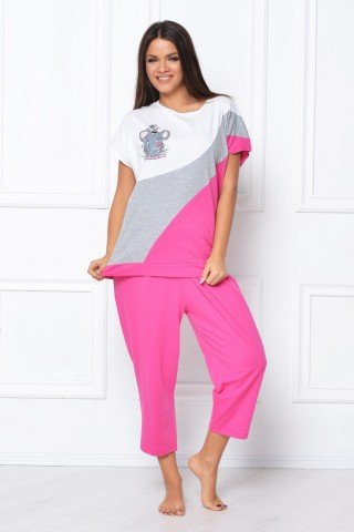 Pijama roz cu imprimeu elefant