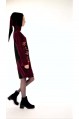 Rochie casual catifea bordo cu gluga de elf